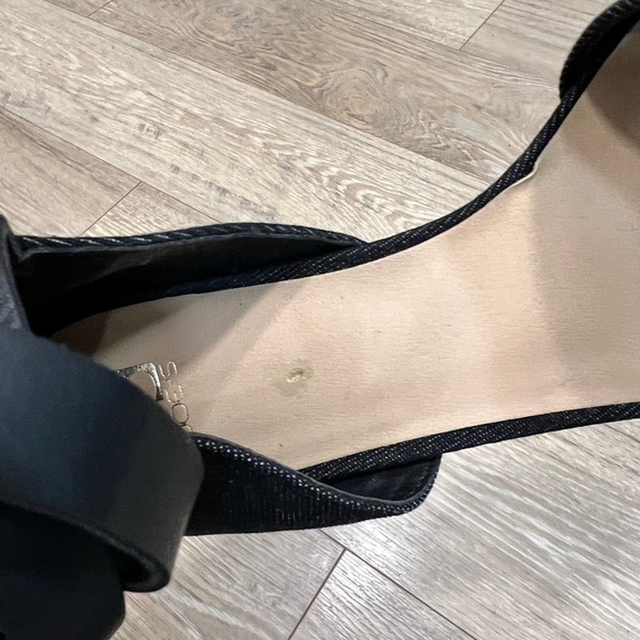 Joe’s Marcy Gray Denim High Back Crossed Front Heeled Sandal - Picture 8 of 16